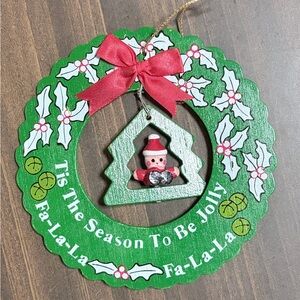 Festive Green Holiday Wreath with Red Accents